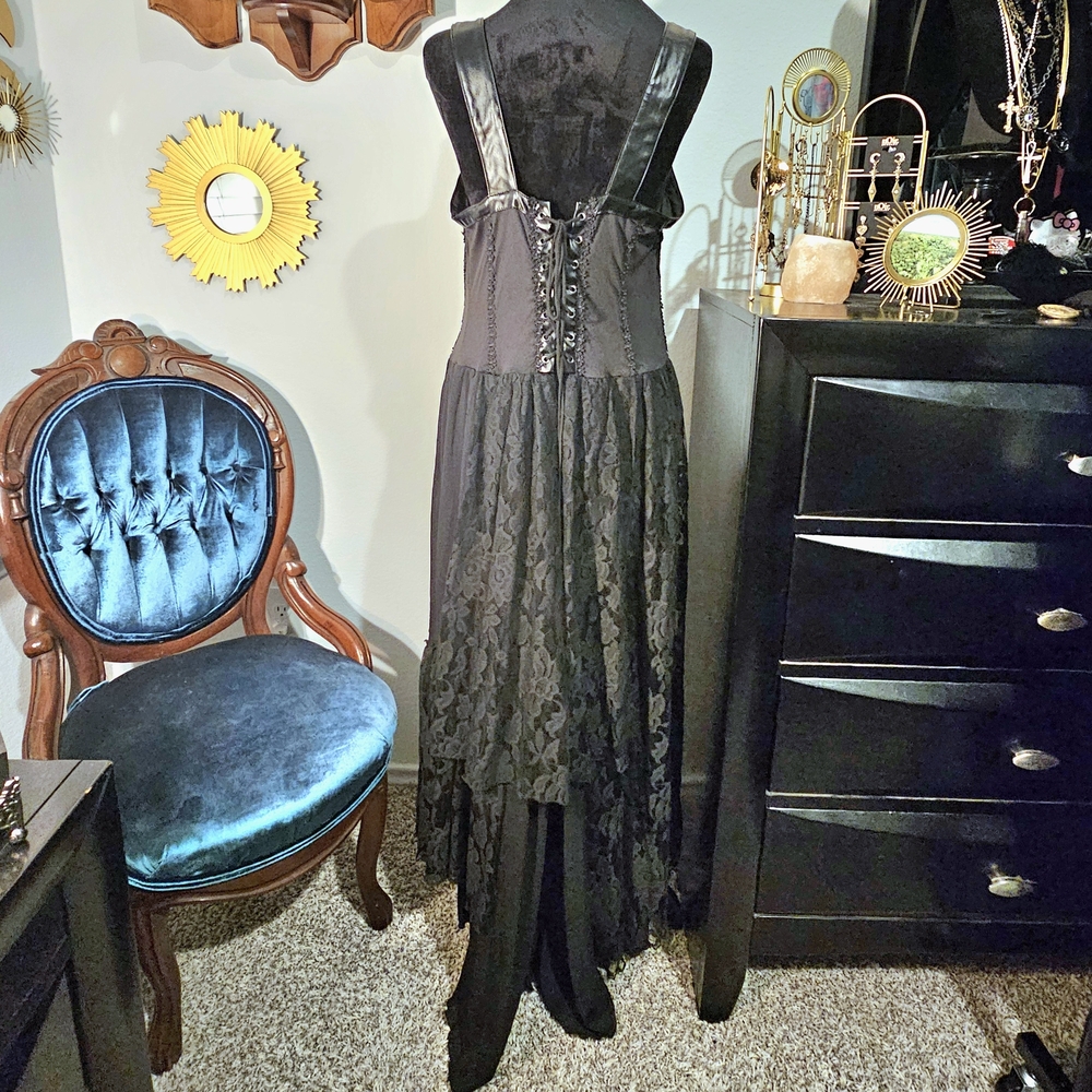 Belle Poque Black Lace Gothic Punk High-Low Dress